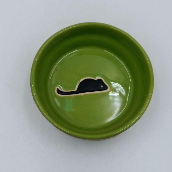 Ethical Pet Products Fresco Mouse Cat Ceramic Dish Bowl 5 Inch Green Black - Picture 5 of 6